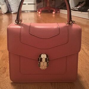 Authentic Bvlgari Women’s Pink Leather Top-Handle Bag